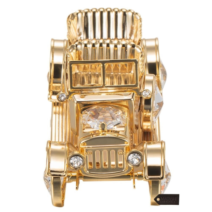 24K Gold Plated Crystal Studded Vintage Car Ornament by Matashi Image 3