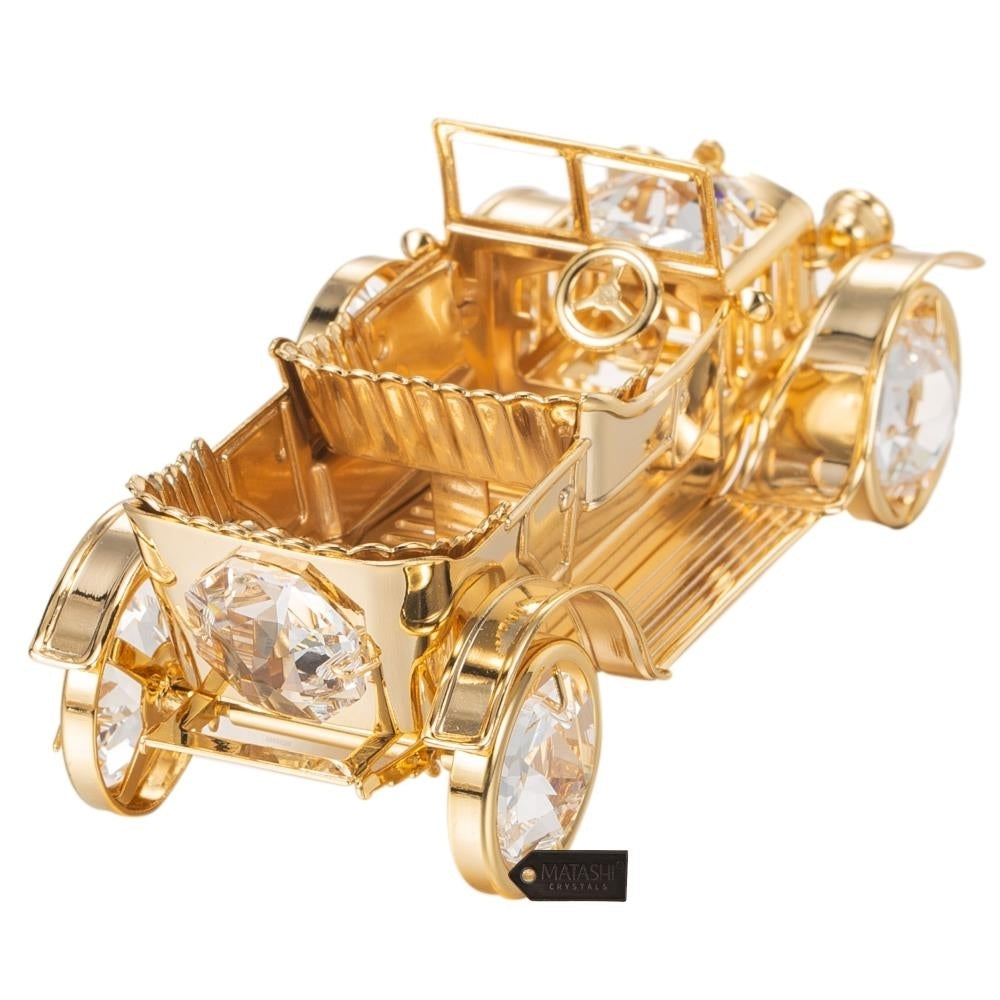 24K Gold Plated Crystal Studded Vintage Car Ornament by Matashi Image 5