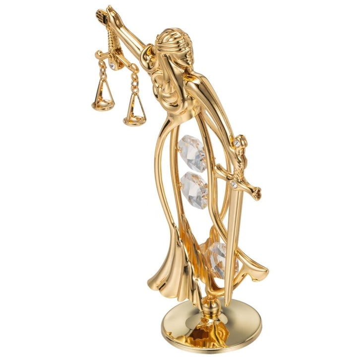 24K Gold Plated Crystal Studded Lady Of Justice Ornament by Matashi Image 4