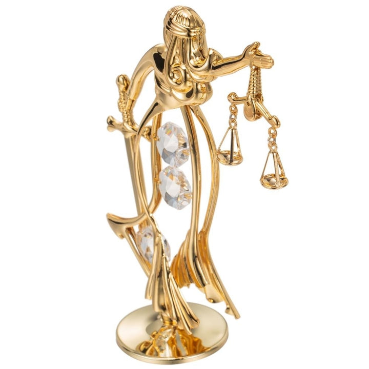 24K Gold Plated Crystal Studded Lady Of Justice Ornament by Matashi Image 5