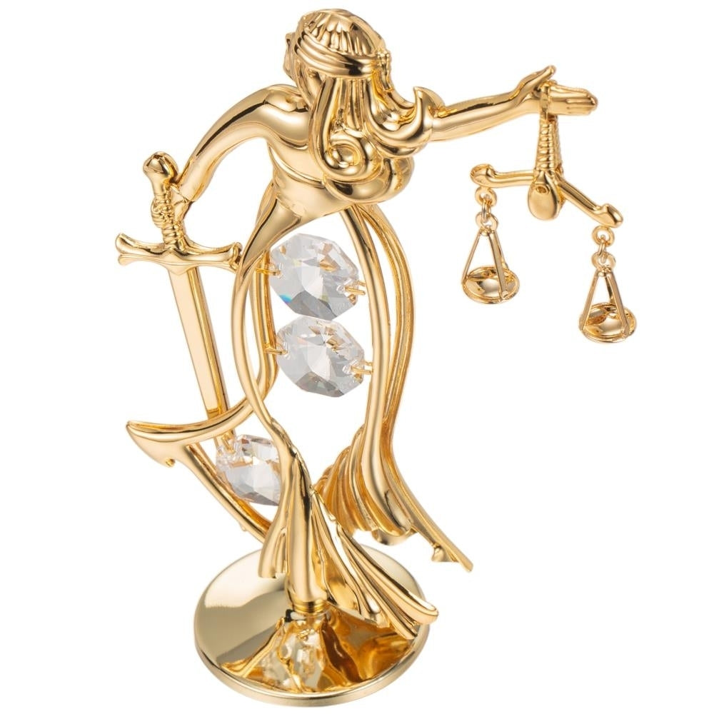 24K Gold Plated Crystal Studded Lady Of Justice Ornament by Matashi Image 6