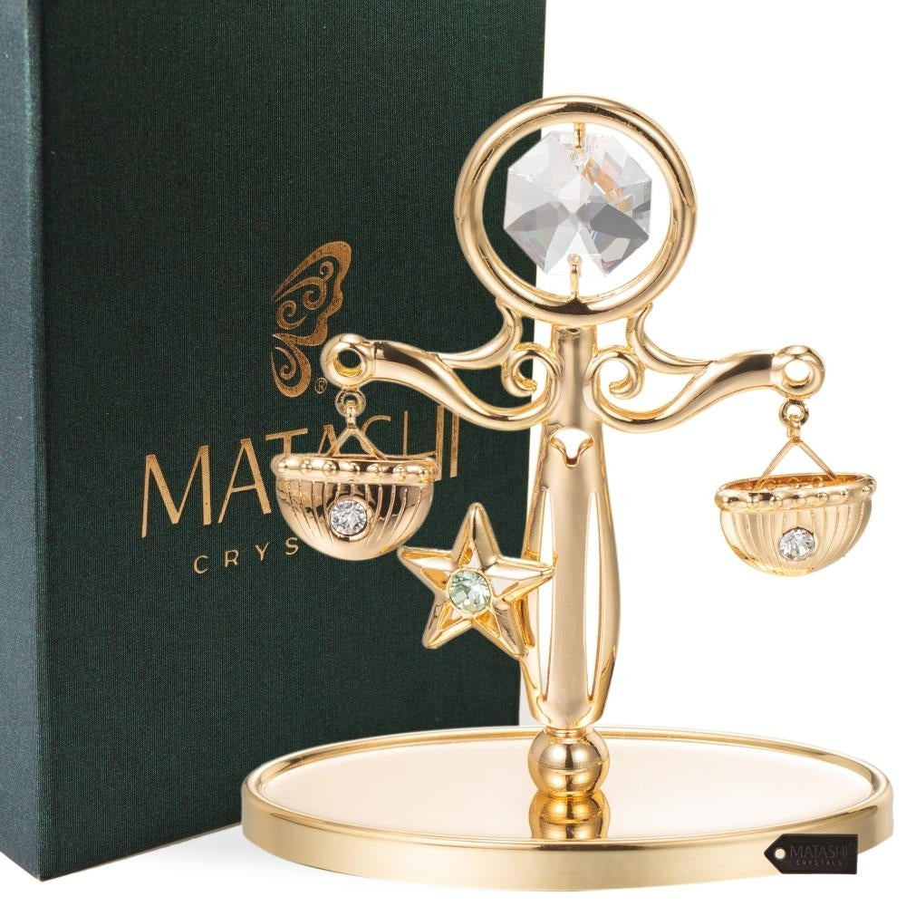 24K Gold Plated Crystal Studded Scale Ornament by Matashi Image 1