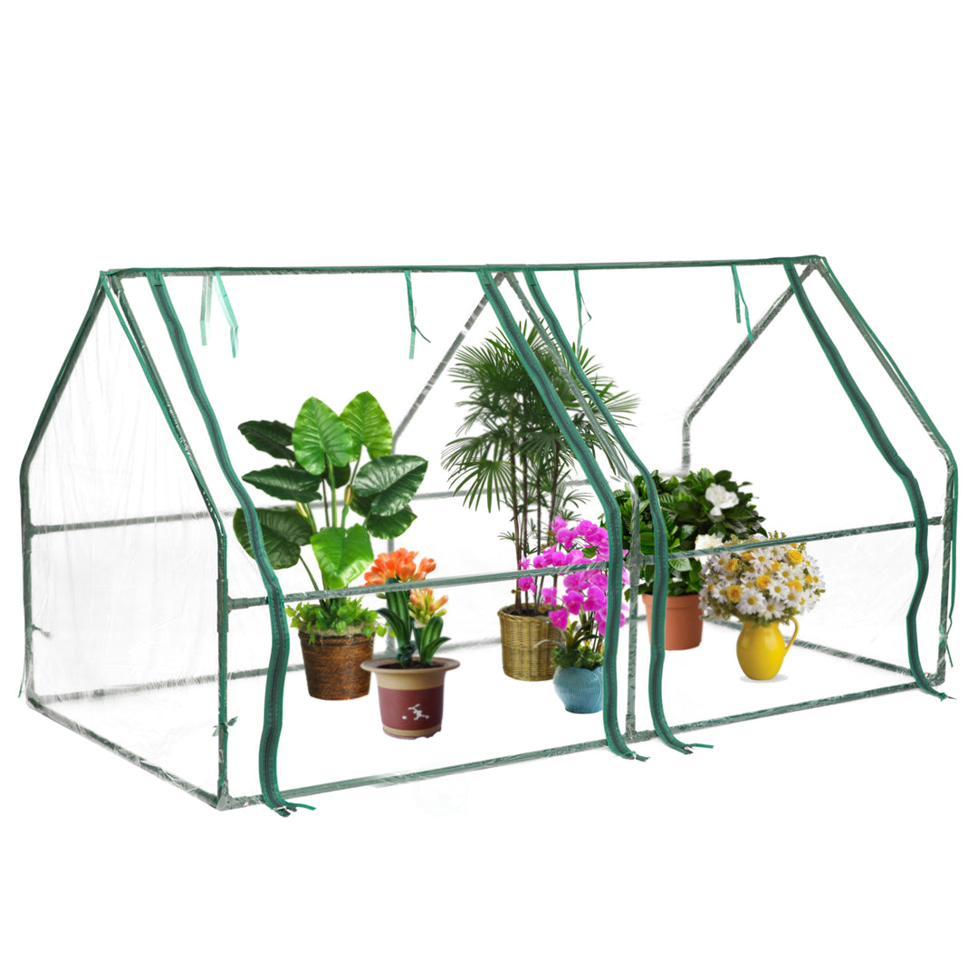 Green Portable Waterproof Plant Greenhouse Large with 2 Zippered Windows Image 3