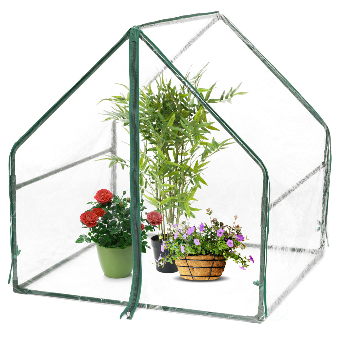 Green Portable Waterproof Plant Greenhouse Large with 2 Zippered Windows Image 4