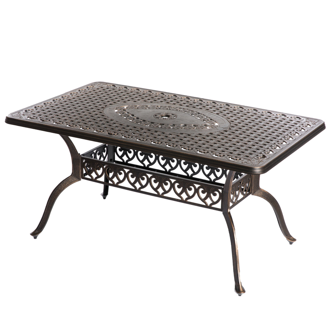 Indoor and Outdoor Bronze Dinning Set 6 Chairs with 1 Table Bistro Patio Cast Aluminum. Image 3