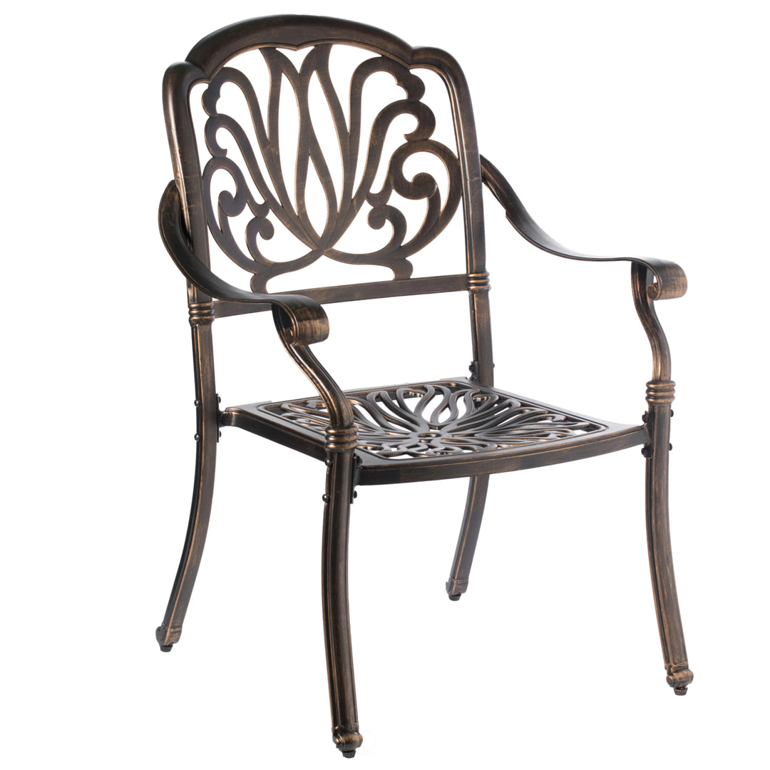 Bronze Cast Aluminum Bistro Dining Set 4 Chairs 1 Table Indoor Outdoor Use Image 4