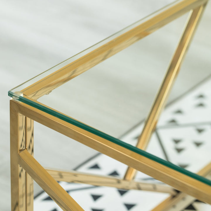 Decorative Rectangular Glass Top Metal Modern Coffee Table Image 8