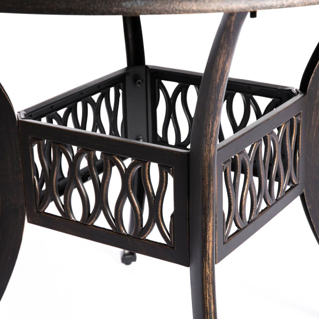 Indoor and Outdoor Bronze Dinning Set 4 Chairs with 1 Table Bistro Patio Cast Aluminum. Image 8
