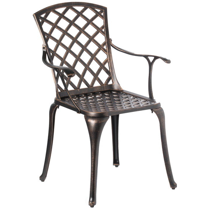 Outdoor and Indoor Bronze Dinning Set 4 Chairs with 1 Table Bistro Patio Cast Aluminum. Image 4