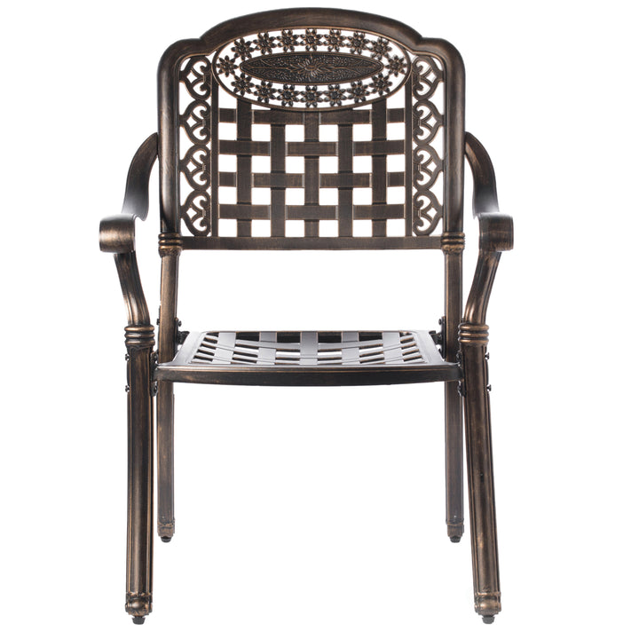 Indoor and Outdoor Bronze Dinning Set 6 Chairs with 1 Table Bistro Patio Cast Aluminum. Image 10
