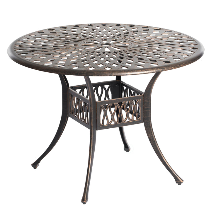 Outdoor and Indoor Bronze Dinning Set 4 Chairs with 1 Table Bistro Patio Cast Aluminum. Image 7