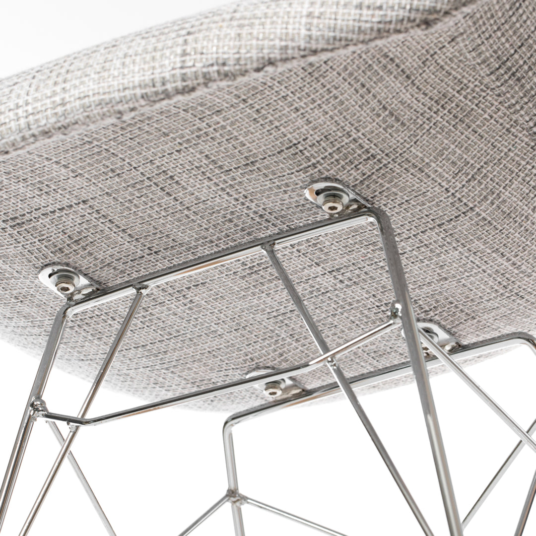 "Mid-Century Modern Style Fabric Rocking Chair RAR Shell Dining Arm Chair, Light Gray" Image 6