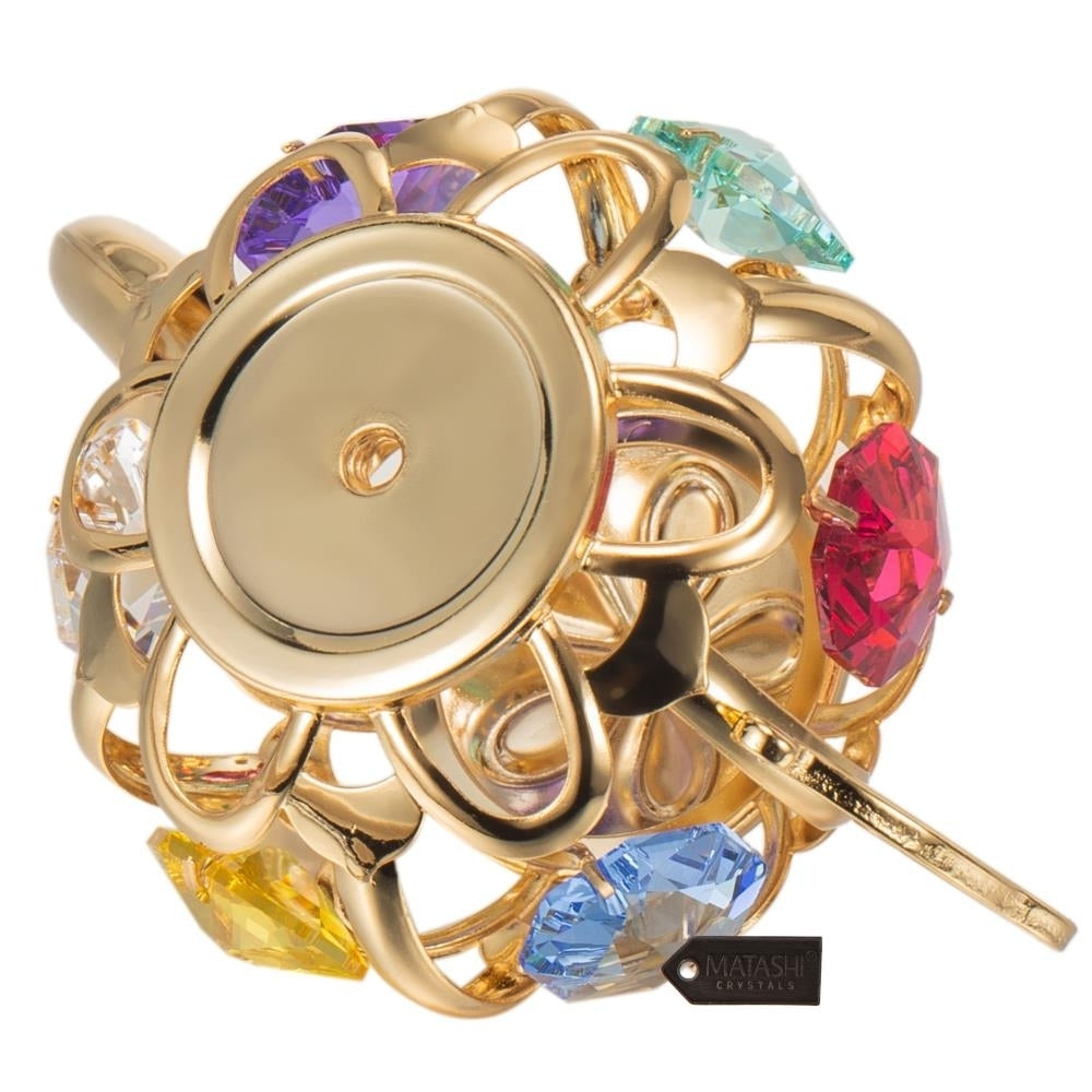 24K Gold Plated Teapot with Multicolored Crystals Ornament by Matashi Image 7