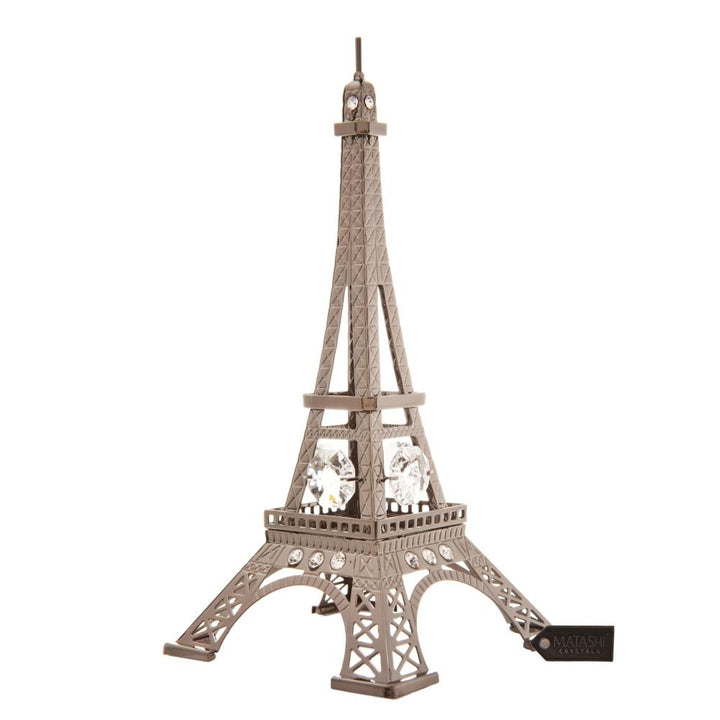 Gunmetal Grey Crystal Studded Eiffel Tower Ornament by Matashi Image 2