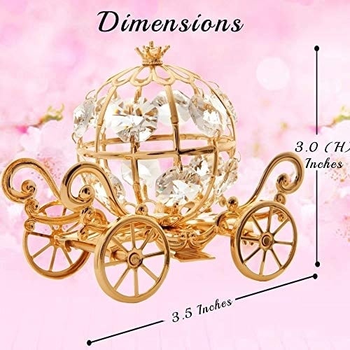 24K Gold Plated Crystal Studded Small Cinderella Pumpkin Coach Ornament by Matashi Image 6