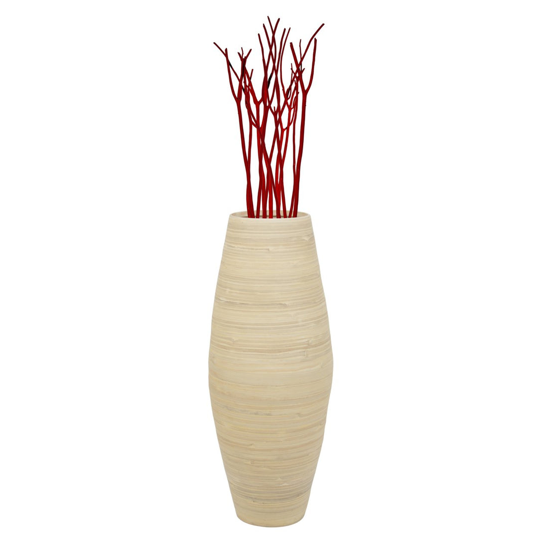 Uniquewise Bamboo Cylinder Shaped Floor Vase - Handcrafted Tall Decorative Vase - Ideal for Dining Room, Living Room, Image 1