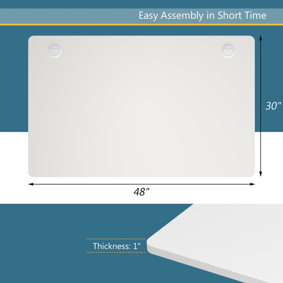 48 x 30 Universal Tabletop for Standard and Standing Desk Frame White Image 9