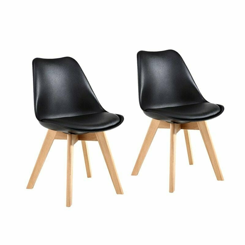 Modern Plastic Tulip Chair Shell Lounge Dining Side Chairs Beech Wood Legs 2 PCS Image 1