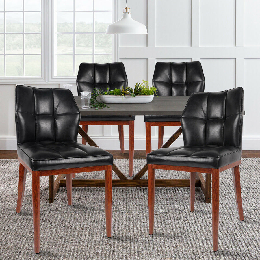 2 x Faux Leather Upholstered Home Dining Side Chair Waterproof Soft w/ Metal Leg Image 1