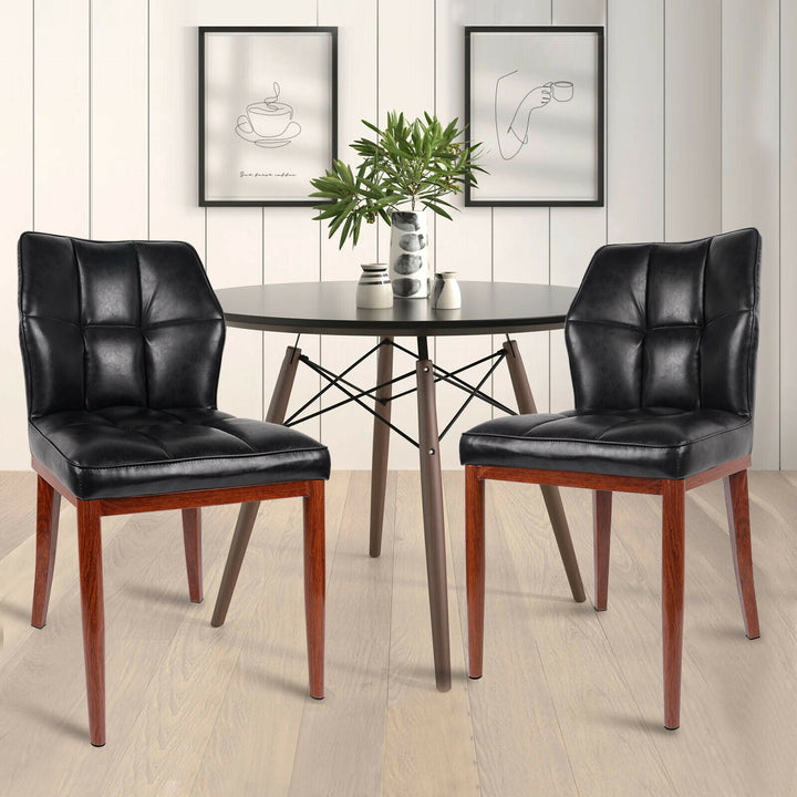 2 x Faux Leather Upholstered Home Dining Side Chair Waterproof Soft w/ Metal Leg Image 2