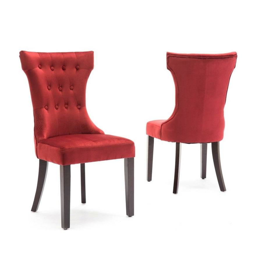 Set of 2 Elegant Tufted Design Fabric Upholstered Modern Dining Chairs Armless Image 1