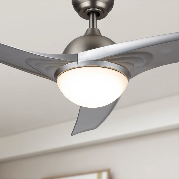 52" Modern Ceiling Fan with LED Panel Light Remote 3 Silver Blades 3 Speed Image 3