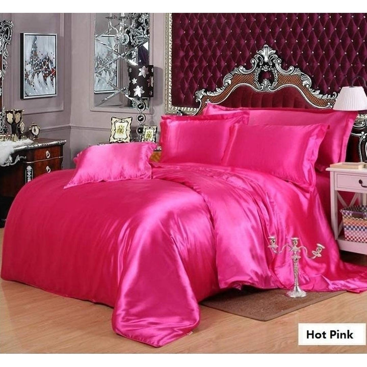 Glam Bedding - Satin Silk 3 PC Duvet Cover Set w/ Zipper Closure - Ultra Soft Premium - Comforter Protector with Sham - Image 1