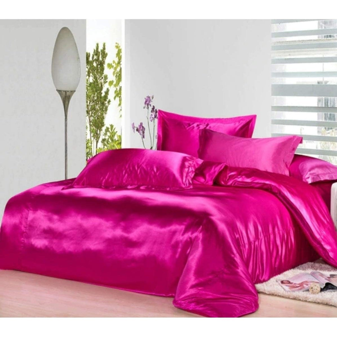 Glam Bedding - Satin Silk 3 PC Duvet Cover Set w/ Zipper Closure - Ultra Soft Premium - Comforter Protector with Sham - Image 2