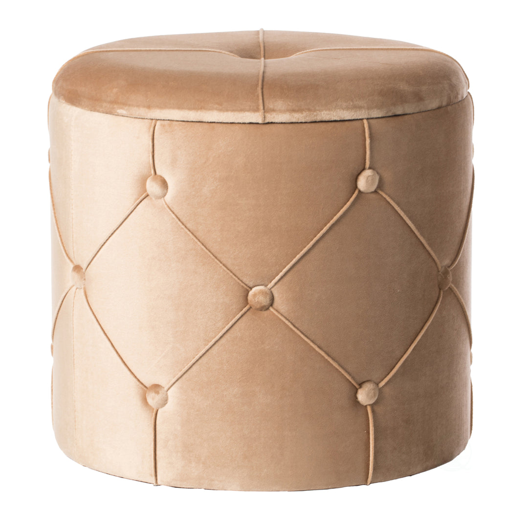 Round Tufted Velvet Storage Ottoman Stool with Lid for Living Room Decor Image 5