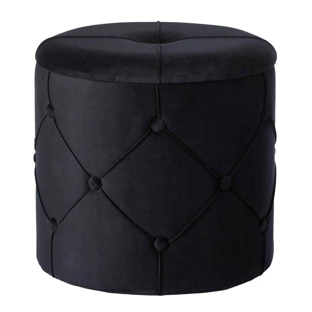 Round Tufted Velvet Storage Ottoman Stool with Lid for Living Room Decor Image 6