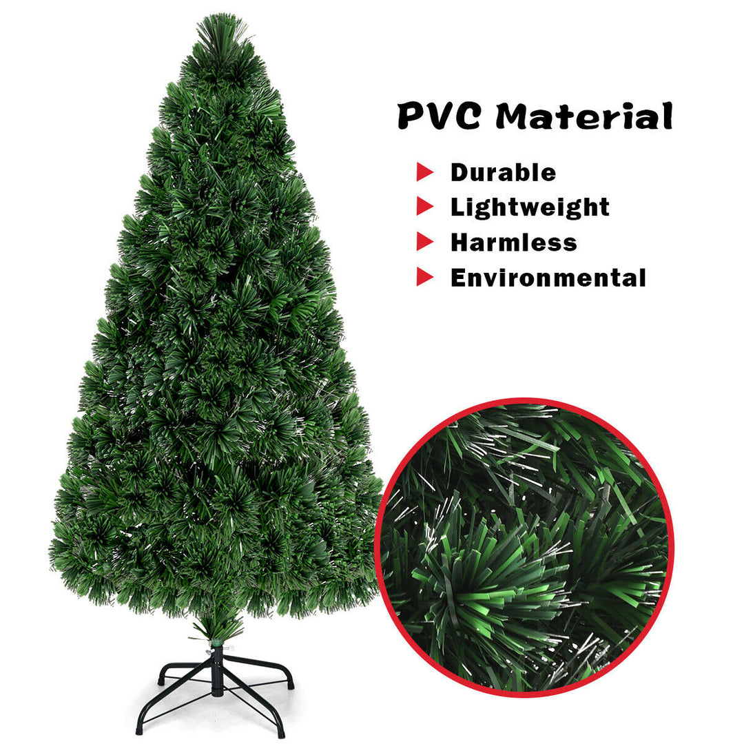 Pre-Lit Fiber Optic Artificial PVC Christmas Tree Metal 5Ft Image 5