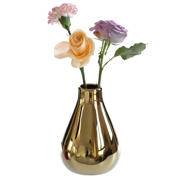 Decorative Ceramic Modern Centerpiece Table Flower Vase, Gold Image 7