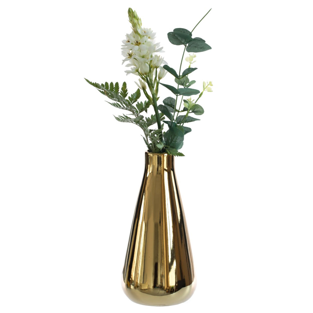 Decorative Ceramic Modern Centerpiece Table Flower Vase, Gold Image 8