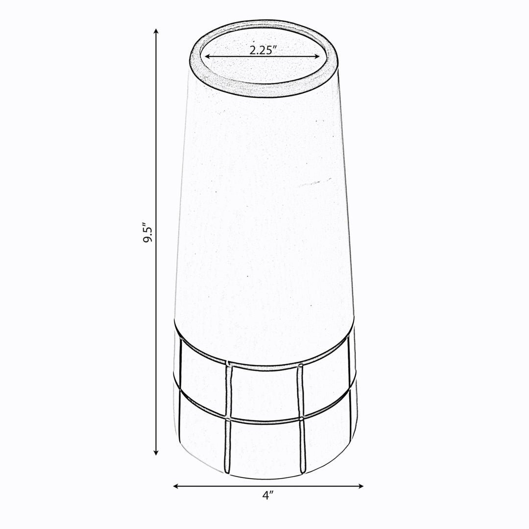 Ceramic Modern Painted Grid Tapered Flower Table Vase, Black and White Image 9