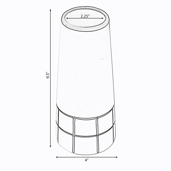 Ceramic Modern Painted Grid Tapered Flower Table Vase, Black and White Image 9