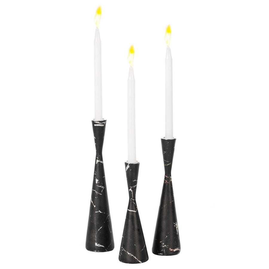 Marble Resin Candle Holders - Set of 3 Exquisite Decorative Taper Candlesticks for Luxurious , Elegant Dining Table Image 1