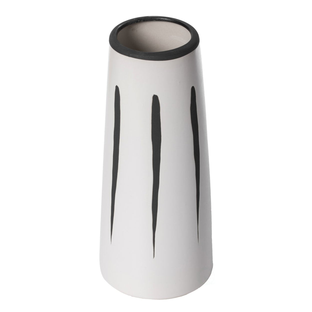 Ceramic Modern Painted Brushstrokes Tapered Flower Table Vase, Black and White Image 7