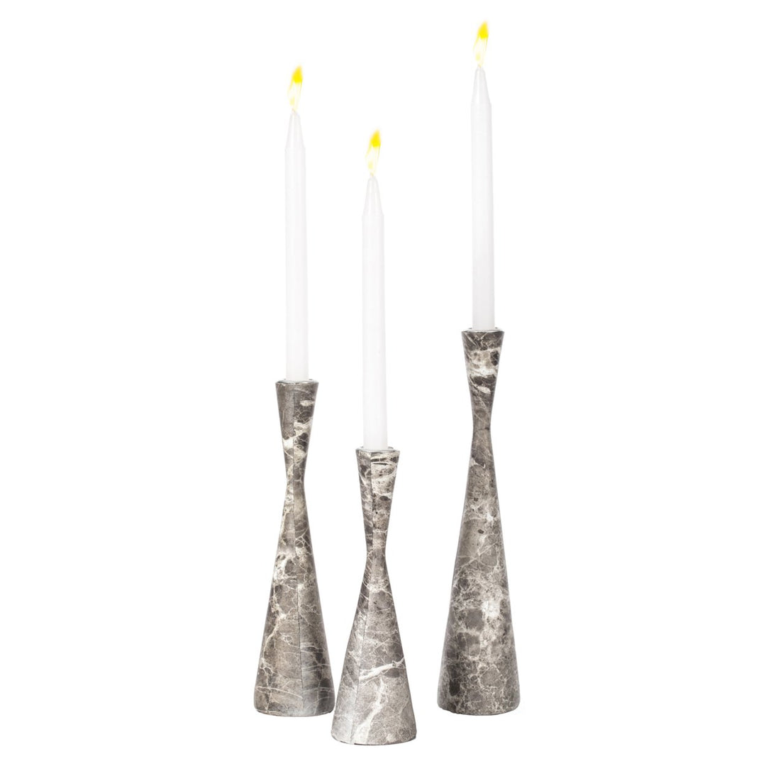 Marble Resin Candle Holders Set Taper Candlesticks Elegant Centerpieces Image 1