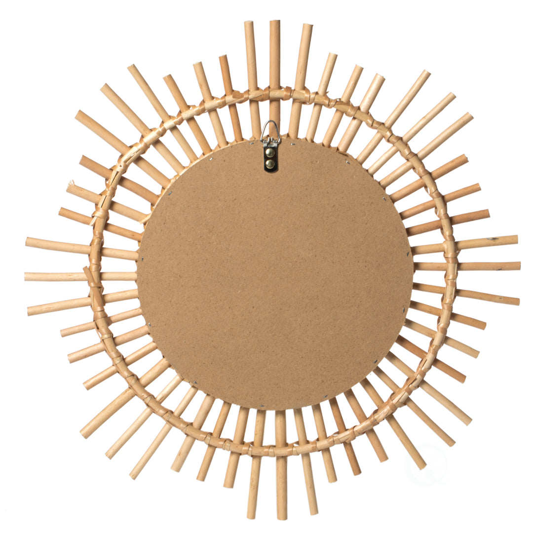 Sunburst Decorative Natural Rattan Wood Round Modern Boho Hanging Wall Mirror Image 4