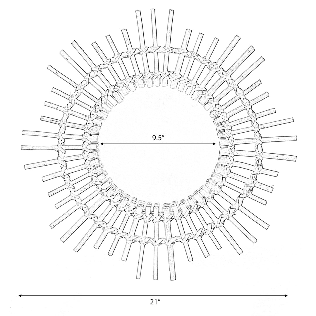 Sunburst Decorative Natural Rattan Wood Round Modern Boho Hanging Wall Mirror Image 7