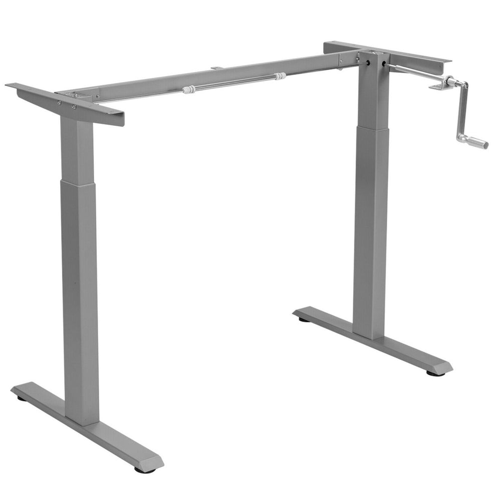 Hand Crank Sit to Stand Desk Frame Height Adjustable Standing Base Image 2