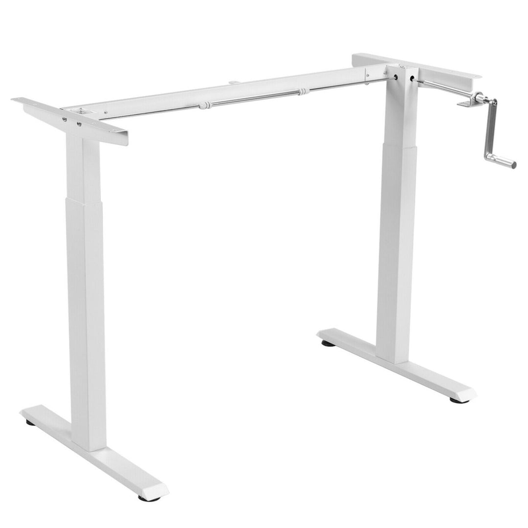 Hand Crank Sit to Stand Desk Frame Height Adjustable Standing Base Image 3