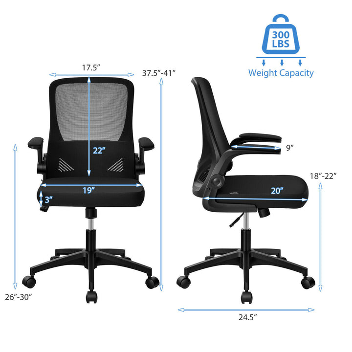 Mesh Office Chair Swivel Computer Desk Chair w/Foldable Backrest and Flip-Up Arms Image 2