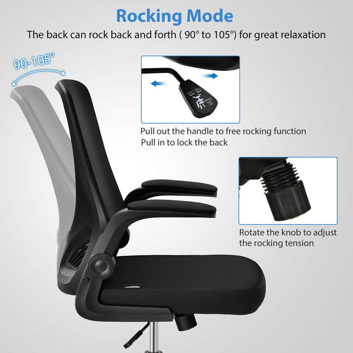 Mesh Office Chair Swivel Computer Desk Chair w/Foldable Backrest and Flip-Up Arms Image 6