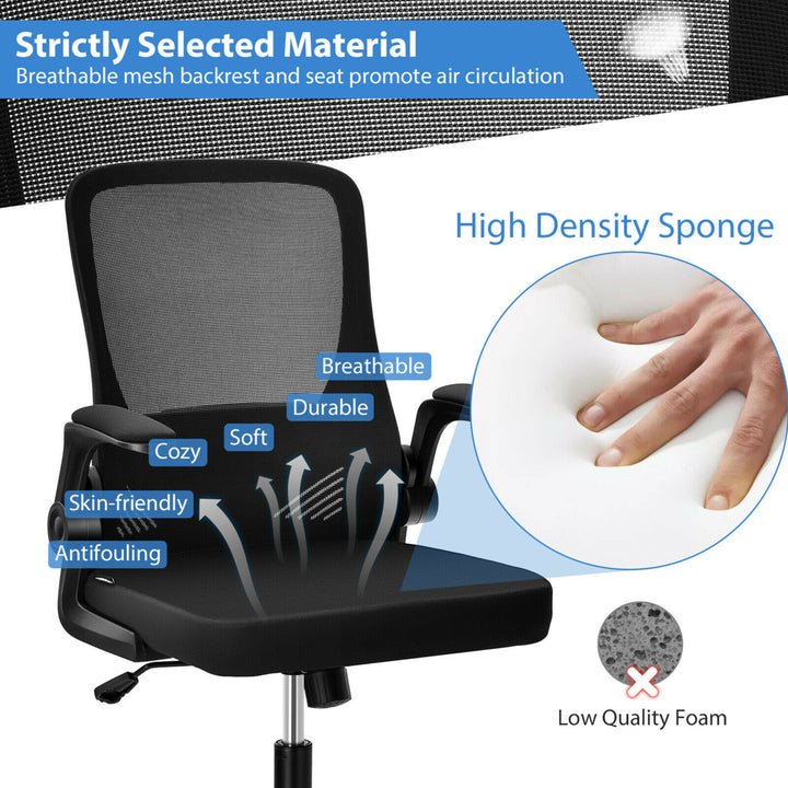 Mesh Office Chair Swivel Computer Desk Chair w/Foldable Backrest and Flip-Up Arms Image 7