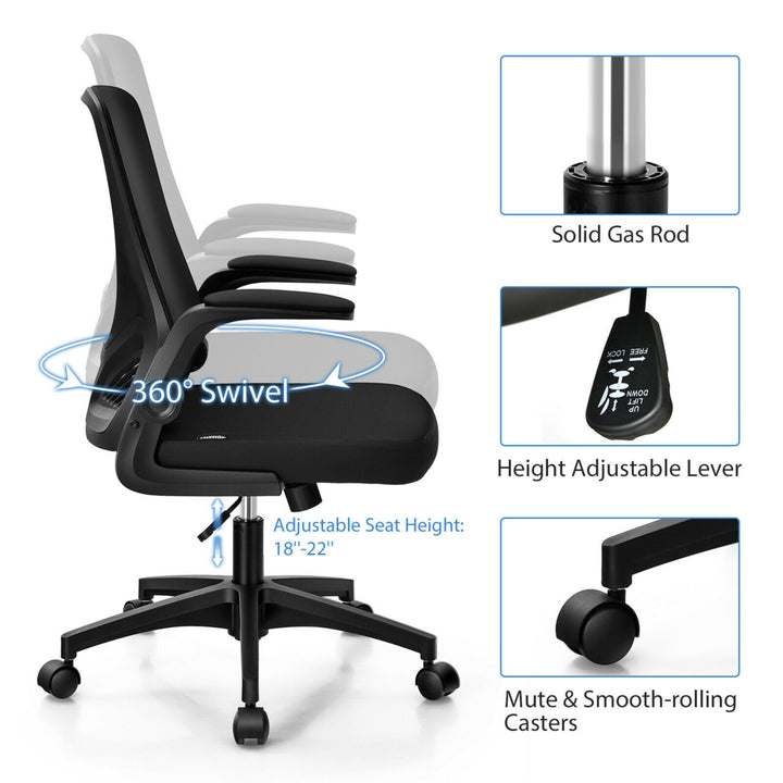 Mesh Office Chair Swivel Computer Desk Chair w/Foldable Backrest and Flip-Up Arms Image 9