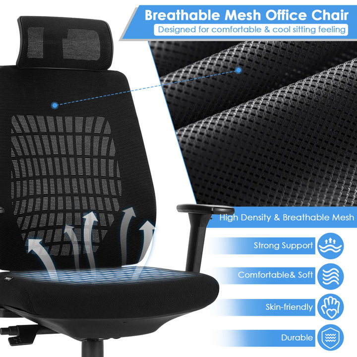 Ergonomic Mesh Office Chair High Back Swivel Executive Chair w/ 3D Armrests Image 7