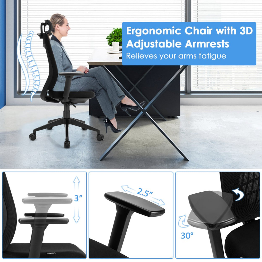 Ergonomic Mesh Office Chair High Back Swivel Executive Chair w/ 3D Armrests Image 9