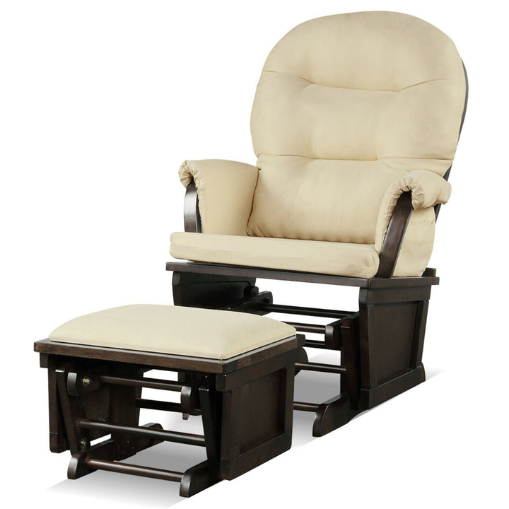 Wood Glider and Ottoman Cushion Set Baby Nursery Rocking Chair Image 1