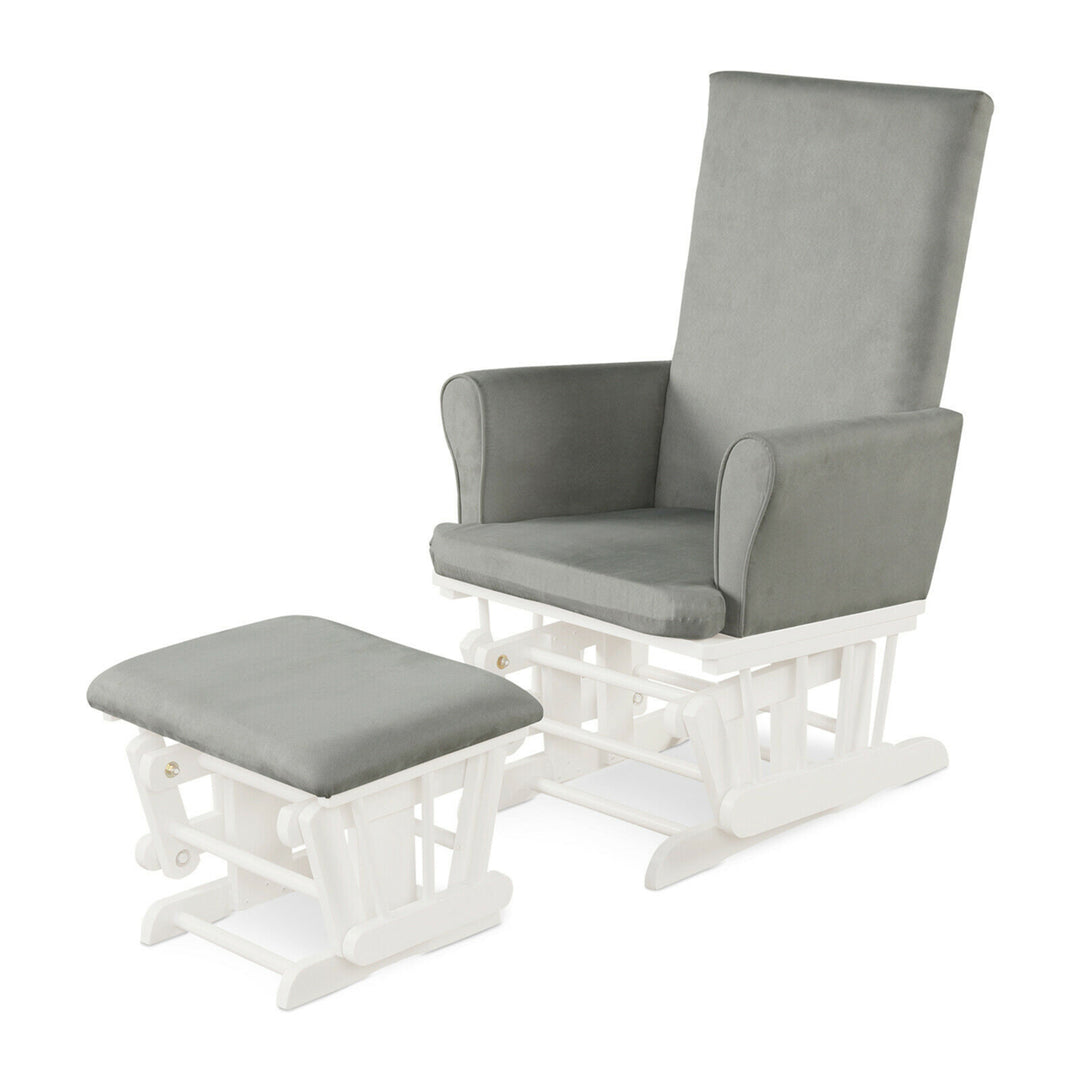 Glider and Ottoman Cushion Set Wooden Baby Nursery Rocking Chair Image 3